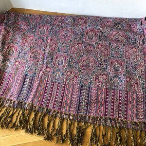 Shawl Scarf Paisley Pattern Purple Blue Pink 68 x 27 in
